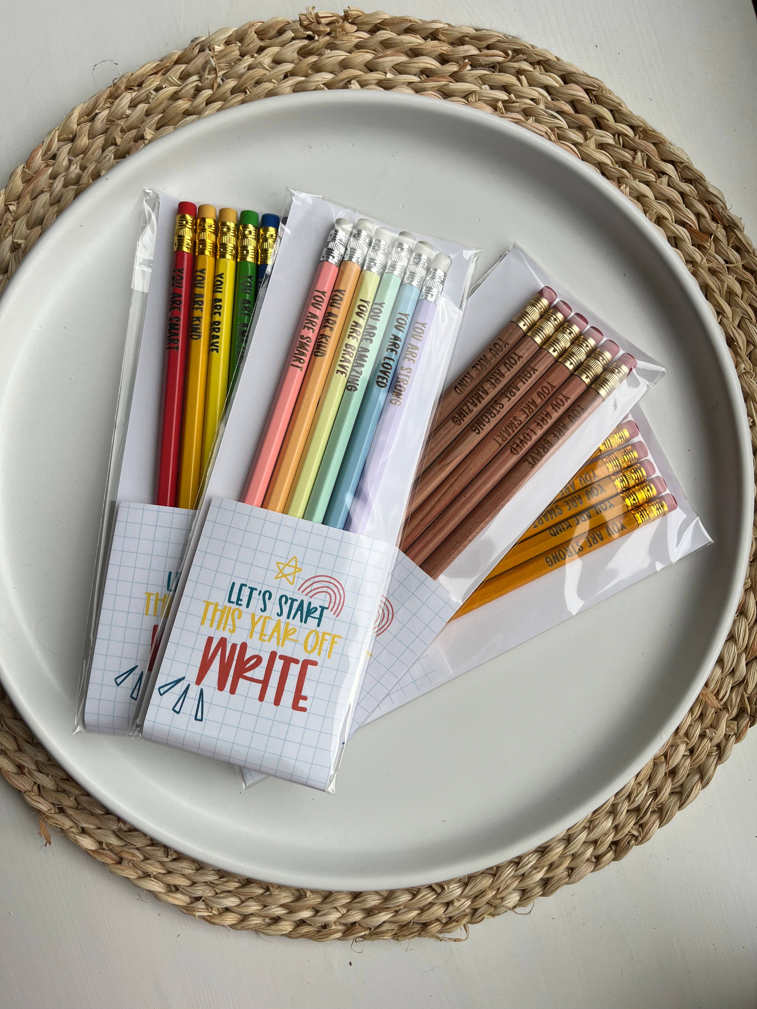 Handmade by Hammero - Wholesale Pencil - Positive Affirmations Pencils, Engraved Pencils Pack6