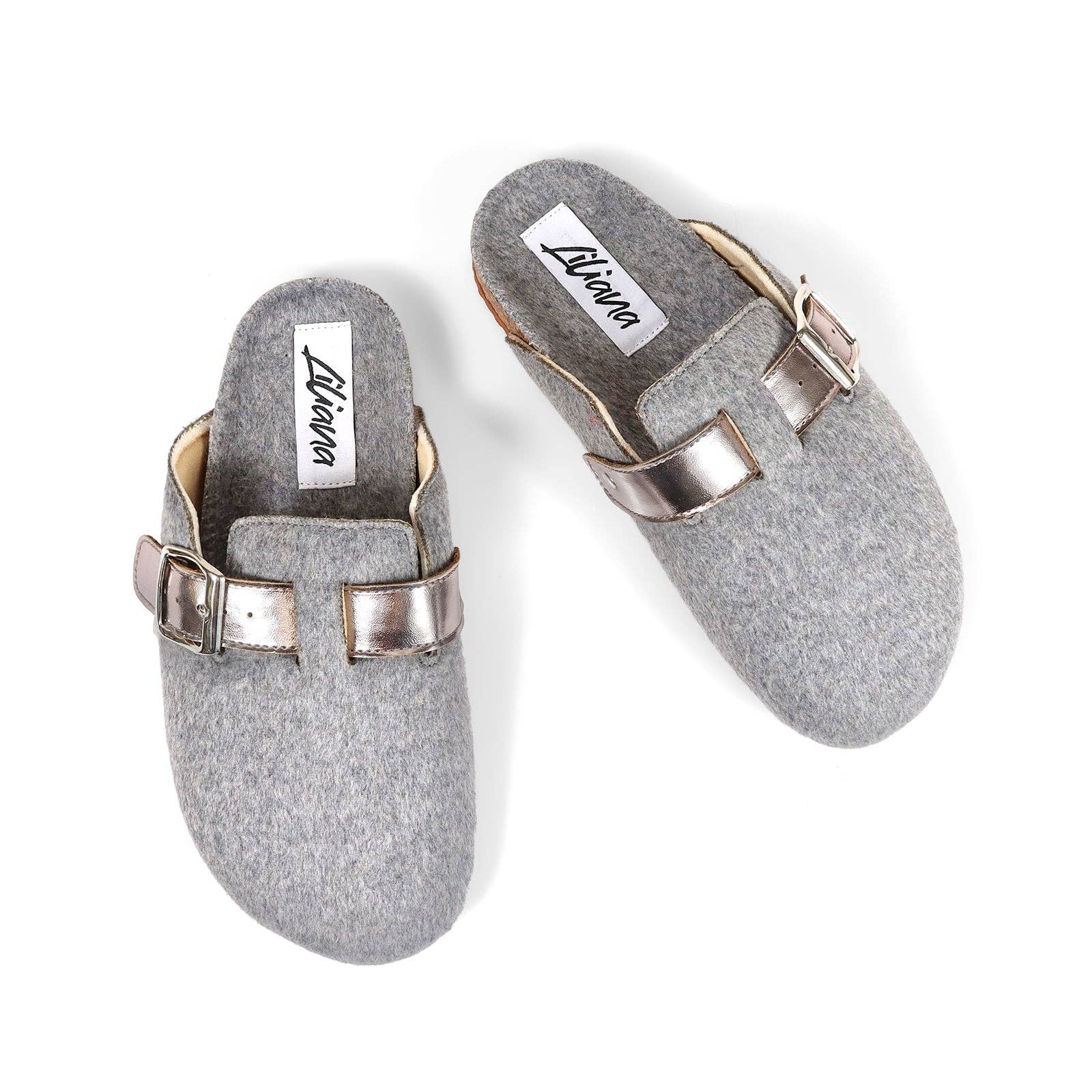 CAMILE-3 FUR BOSTON SOFT FOOTBED CLOGS GREY FELT for wholesale on Faire4