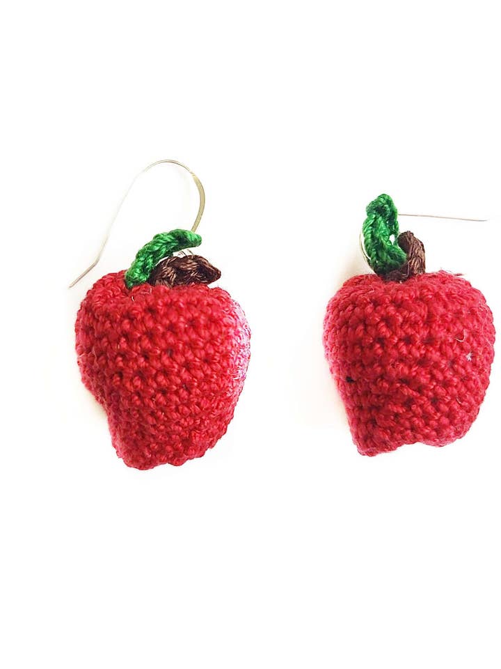 Apple Crochet Earrings for wholesale by Sysaic Knotz