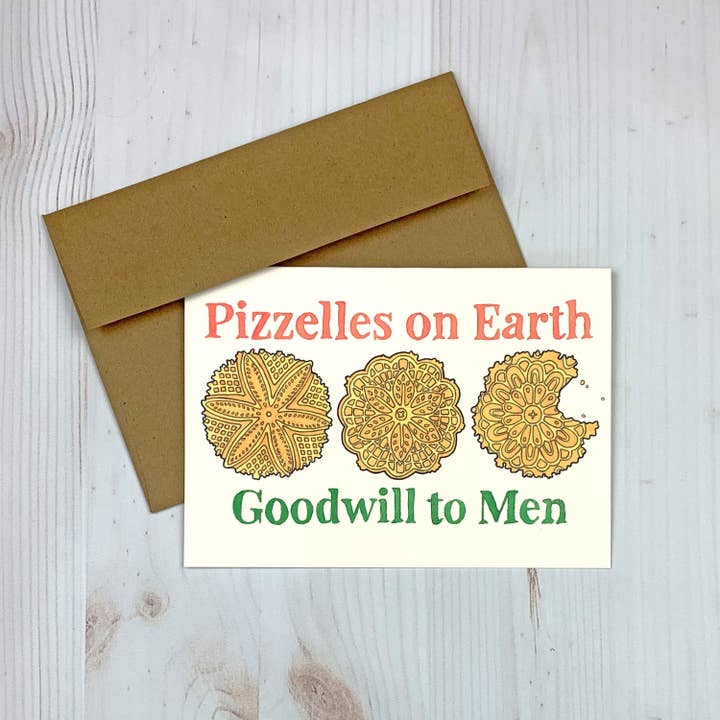 Pizzelles on Earth 5x7" Notecard for wholesale by Sarah Draws Things