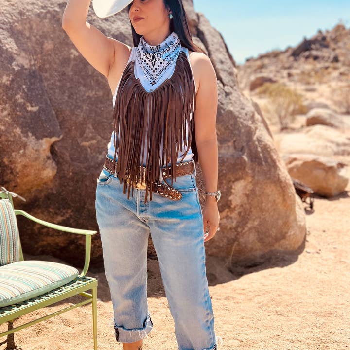 Dirty Mojave - Wholesale Bandana - Women's - Desert Dusted Collar Bandana Fringe Western Scarf 1