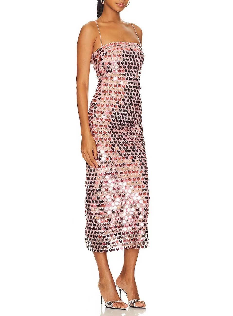 Pink DR0176 Sequin Splendor: Chic Party Slit Dress for wholesale on Faire12