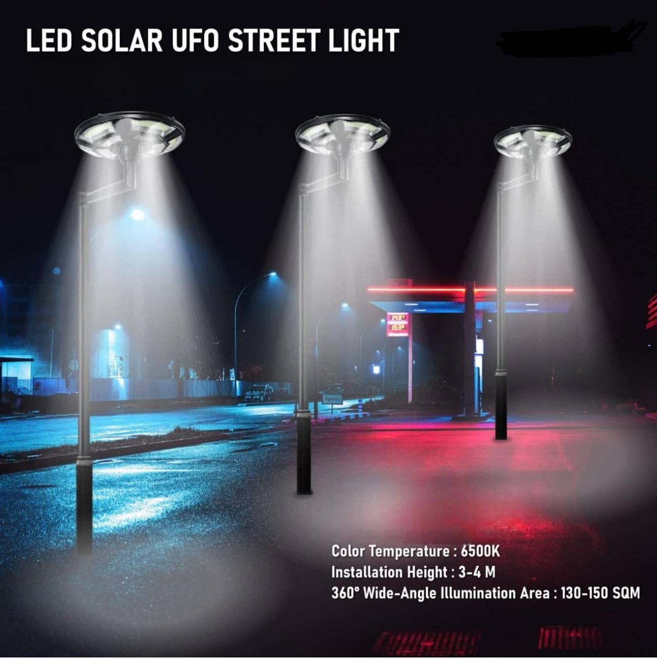 OutdoorSolarOutlet - Wholesale Outdoor/Lawn Light - 2500W Solar Outdoor Light UFO Garden Pole And Wall Street Lights For Home, Yard, Farmhouses with Remote9