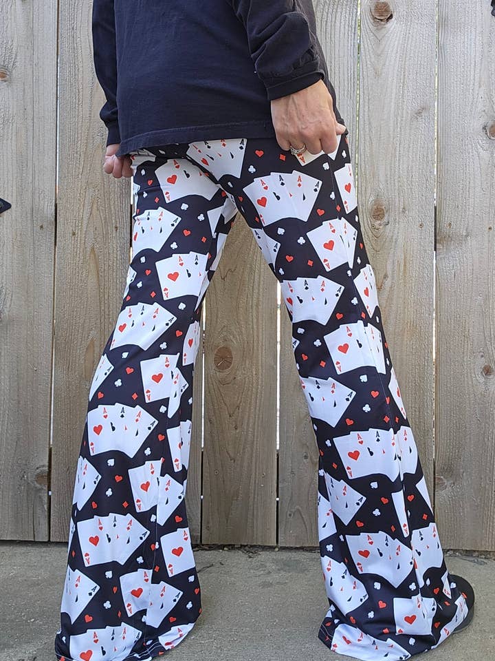 White Vegas Casino Gambling Flare Pants for wholesale on Faire4