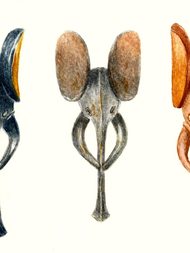 African Bali Elaphant Masks Print for wholesale by Michael Vigliotti