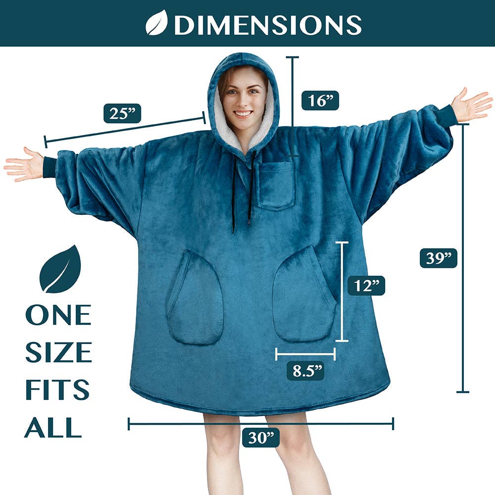 Pavilia - Wholesale Hoodie - Women's - Chest Pocket Sherpa Hoodie Blanket - Patch Pocket (Regular / Long)72