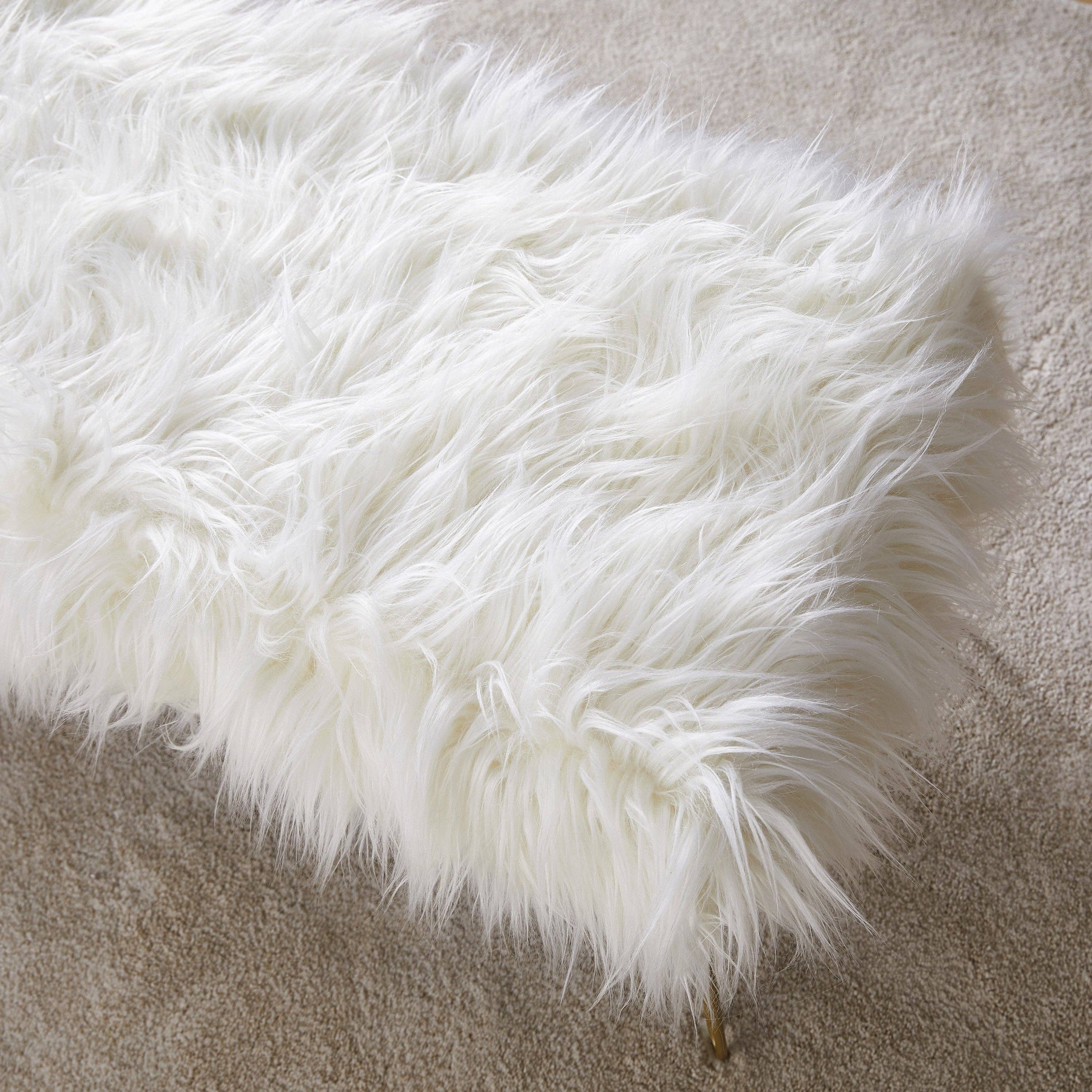 Ornavo Home - Vente Repose-pieds - Ottomane banc en fausse fourrure4