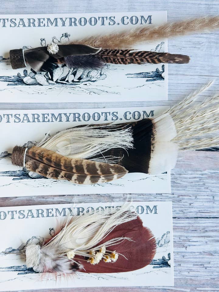 Mixed Feather Hat Pins #17 for wholesale by Boots Are My Roots