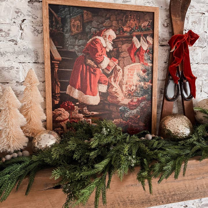 WillowBee Signs & Designs - Wholesale Sign - Retro Santa By Fireplace Wood Sign4