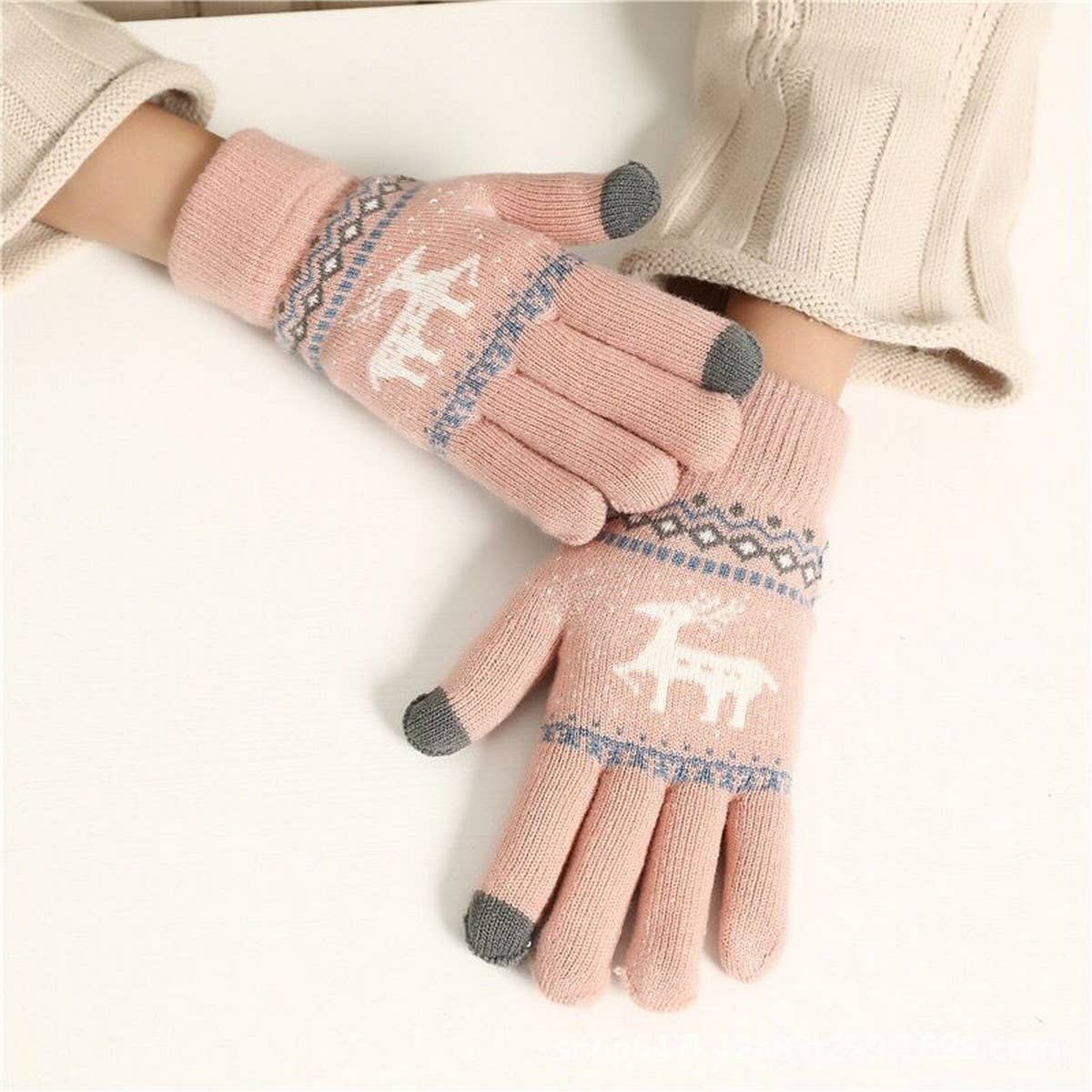 NINEXIS - Wholesale Gloves - Unisex - CWAG00574_UNISEX WINTER REINDEER OUTDOOR WARM GLOVES1