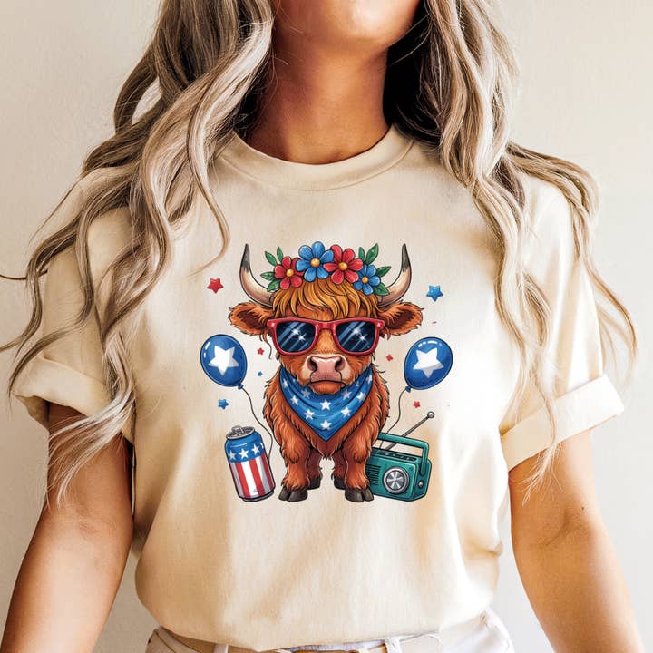 USA Koe 4 juli Grafisch T-shirt voor wholesale door Happy Mail Wholesale