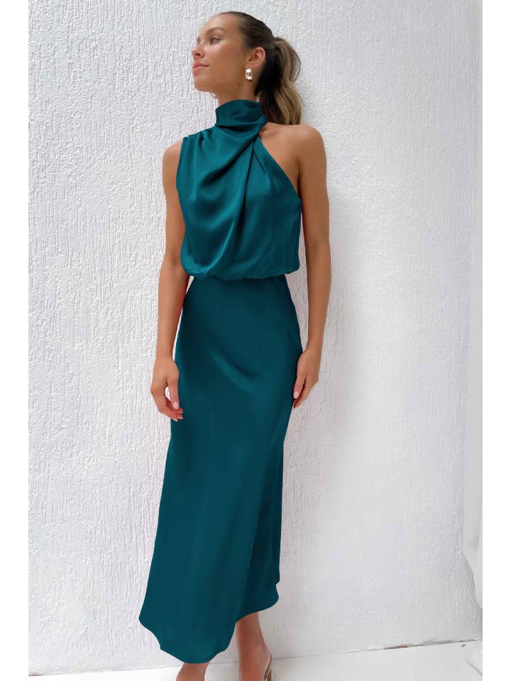 Sweetkama - Wholesale Dress - Women's - Ladies Eleganr Sleeveless Satin Midi Dress GQQT55