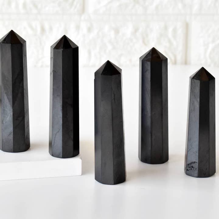 Soothing Crystals - Wholesale Spiritual Stone/Crystal - Healing Obelisk| Black Shungite Crystal Tower |Crystal Point7