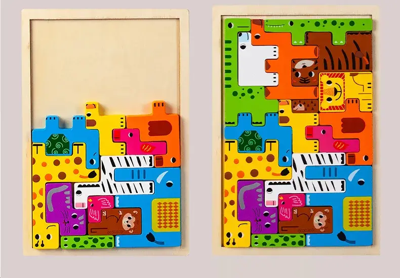 Magnifique Hearts - Wholesale Puzzle - Kids - Colorful Wooden Animal Puzzle – Charming Montessori Toy 1