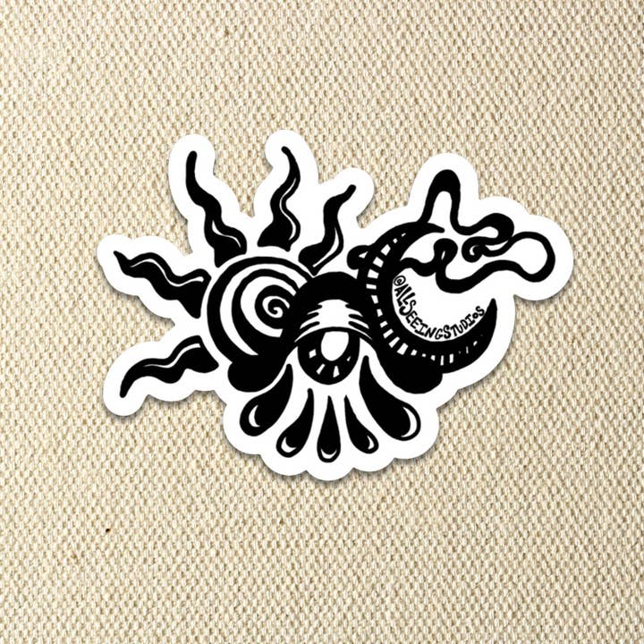 Sun & Moon Sticker for wholesale by All Seeing Studios