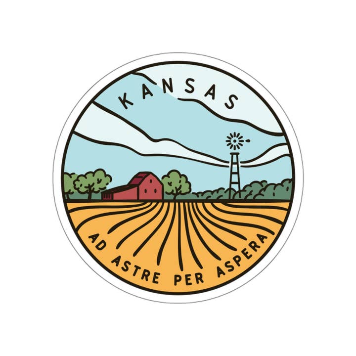 Kansas State Vinyl Sticker - Circle for wholesale by Needful Things
