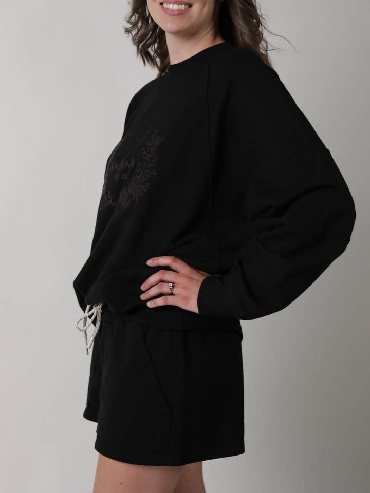 ELLE || FRENCH TERRY MATERNITY SHORT || BLACK for wholesale by RASKANA