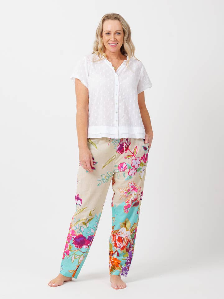 Chilli Bukser i Turkis Creme for engroshandel hos Mozaic by Euro Dreaming