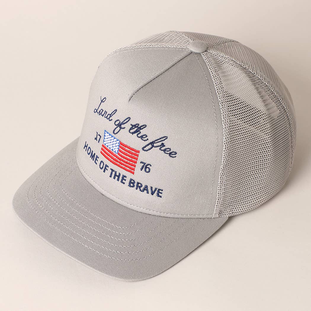 Fashion City - Wholesale Trucker Hat - Unisex - Land Of The Free Embroidery MeshBack Trucker Hat 2
