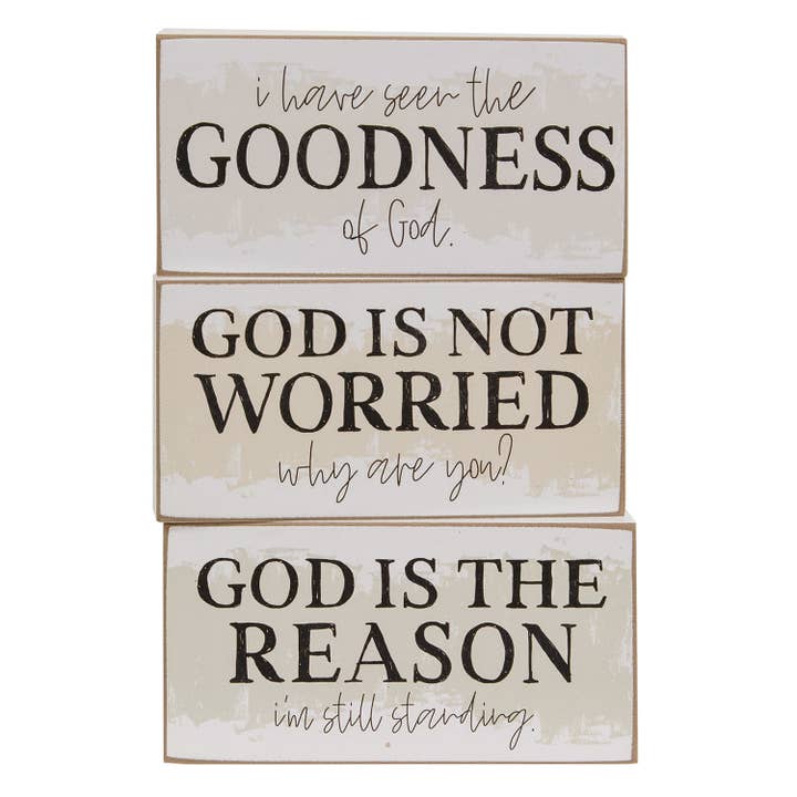 Col House Designs - Wholesale Sign - Goodness of God Block Sign, 3 Assorted