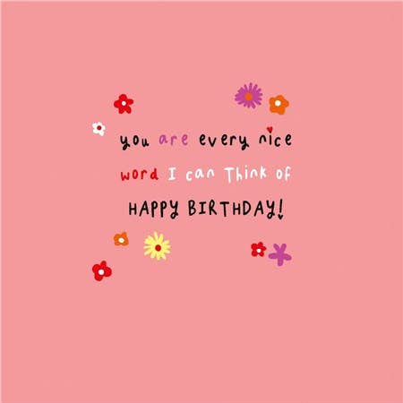 Every Nice Word Geburtstagskarte für den Großhandel von Sooshichacha