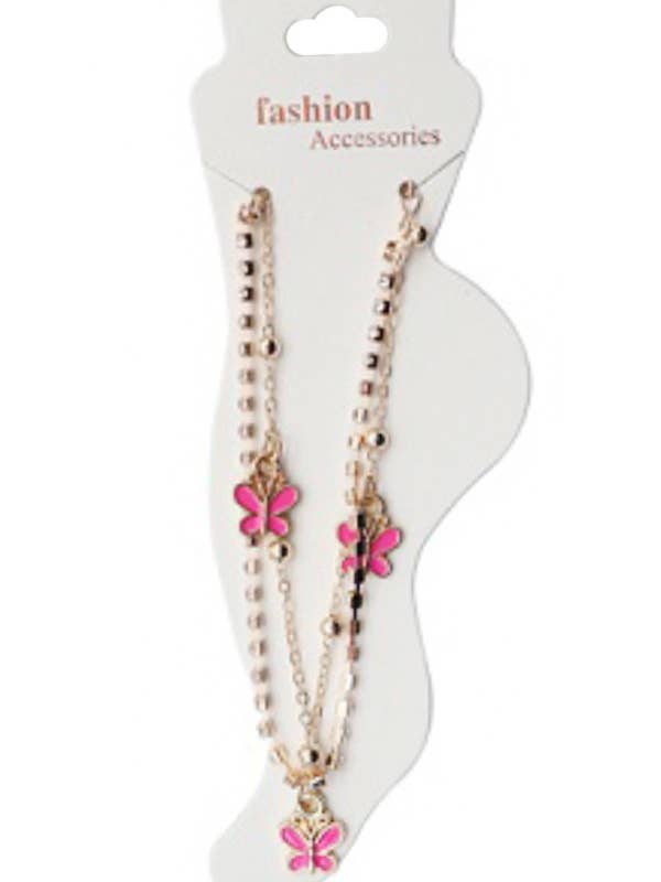 Rhinestone Embellished Gold Chain Dangle Metal Anklet for wholesale by Cap Zone