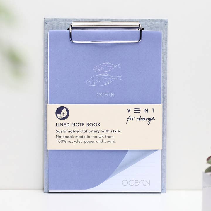 A5 Clipboard & Pad - Recycled Ocean Plastics - Sea Blue for wholesale by VENT for Change USA