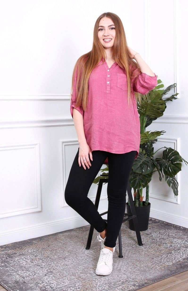 LÉA & LUC - Wholesale Button Down Shirt - Women's - 100% Linen Blouse REF. 636790