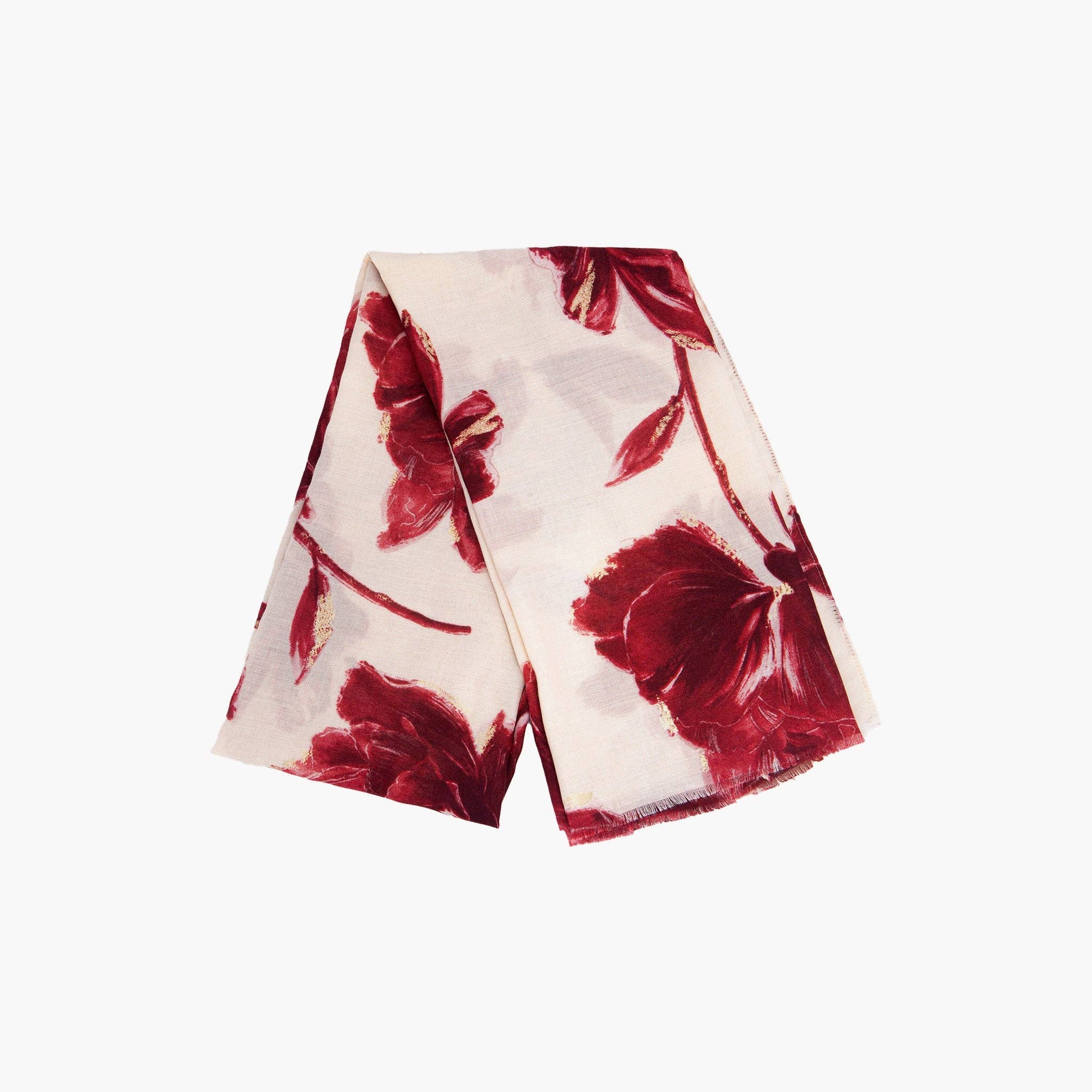 Sarta Accessories - Vendita all'ingrosso Sciarpa - Donna - Sciarpa Leggera Floreale Astratta Rossa Eleanor2