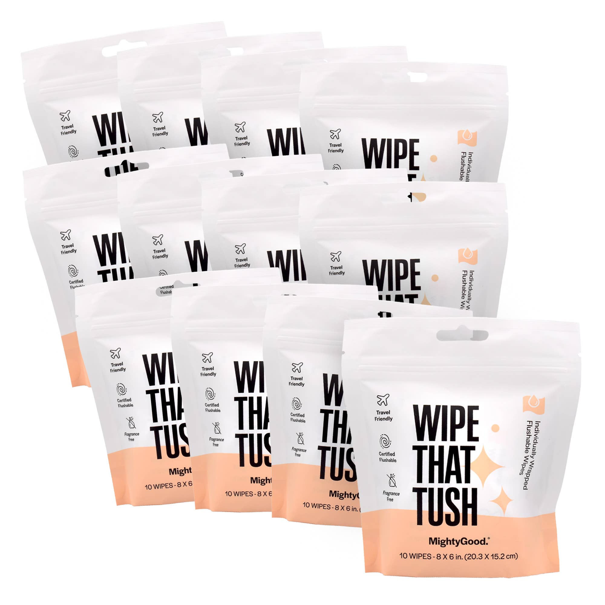 Mighty Good Solutions - Wholesale Intimate Cleanser/Wipe - Wipe That Tush Single Use 10 Count (Pack of 12)1