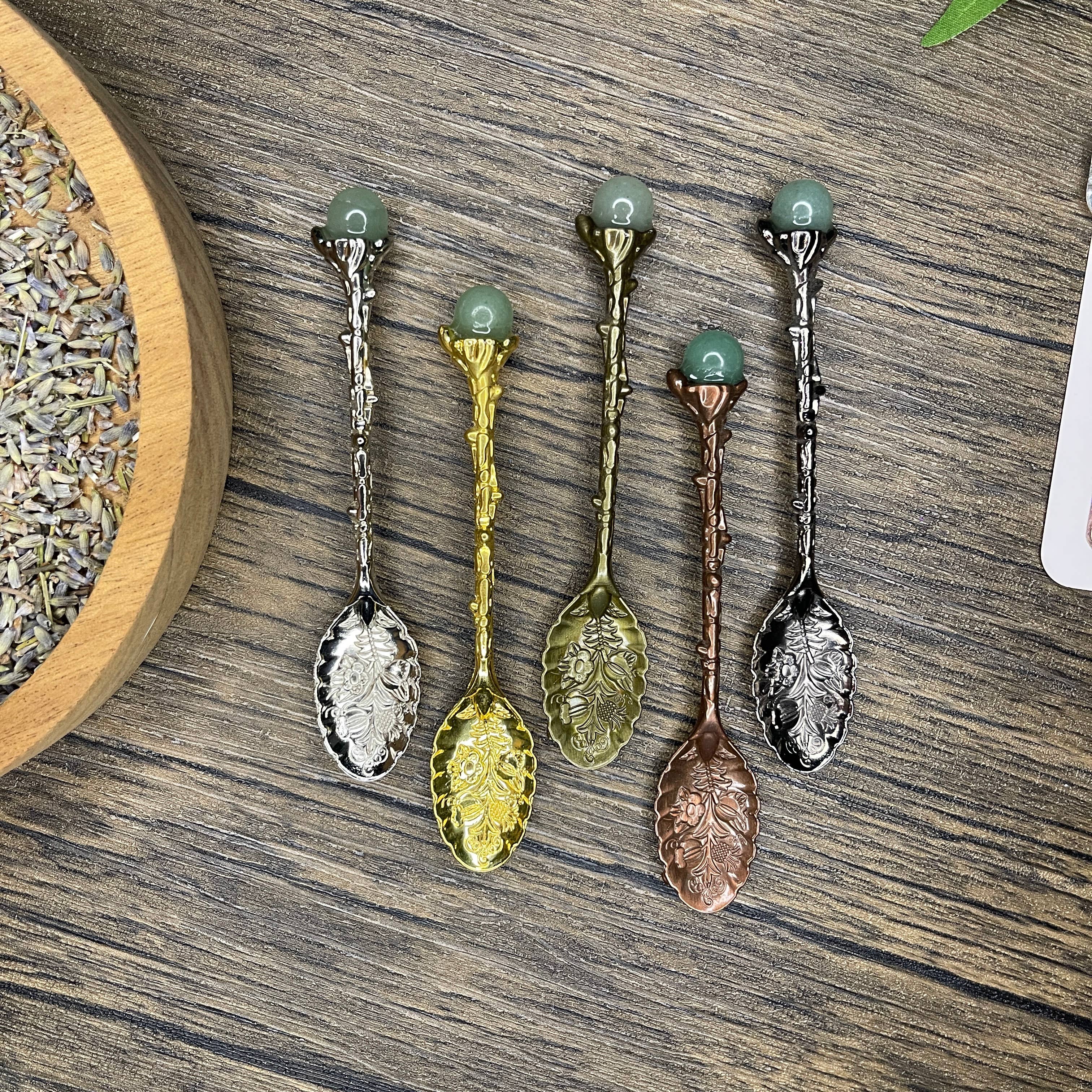 Moondust and Raven – Großhandel Meditationszubehör – Aventurin-Kristalllöffel für Hexerei und Apothekermaterial2