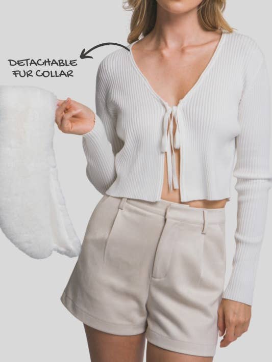 Kofta med fuskpäls krage för wholesale av MintChoco