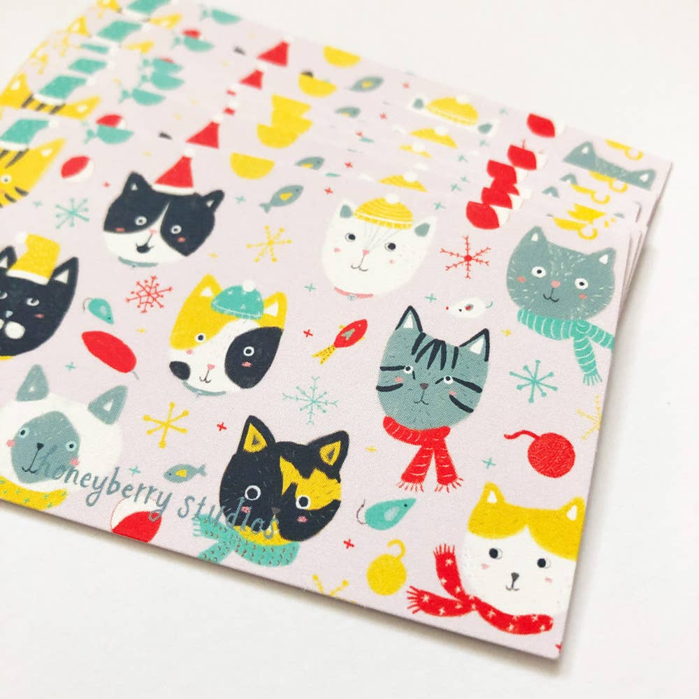 Honeyberry Studios - Wholesale Stationery/Notecard Set - Winter Kitties Tiny Notes3