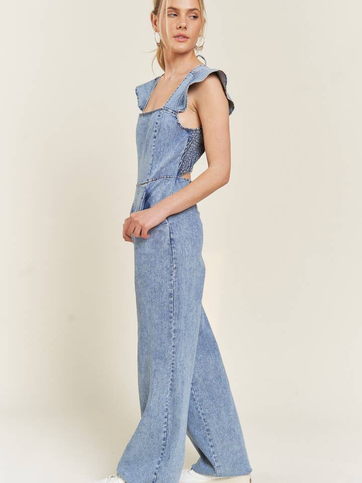 DENIM TUTA IN DENIM INCRESPATO JJS5035 in vendita all'ingrosso su Faire3