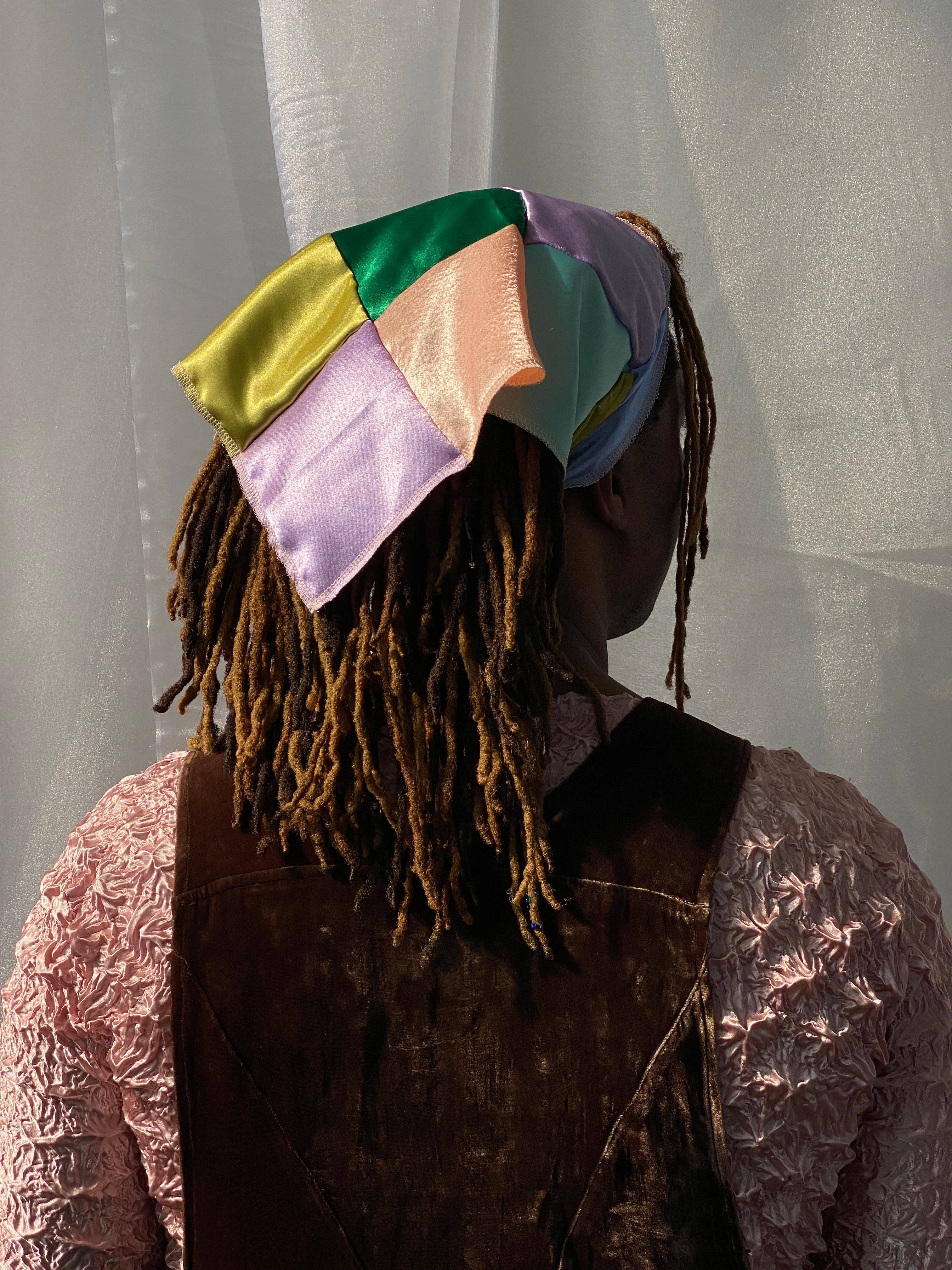 Room Shop - Wholesale Hoofddoek - Dames - Satijnen Patchwork Driehoek Hoofddoek3