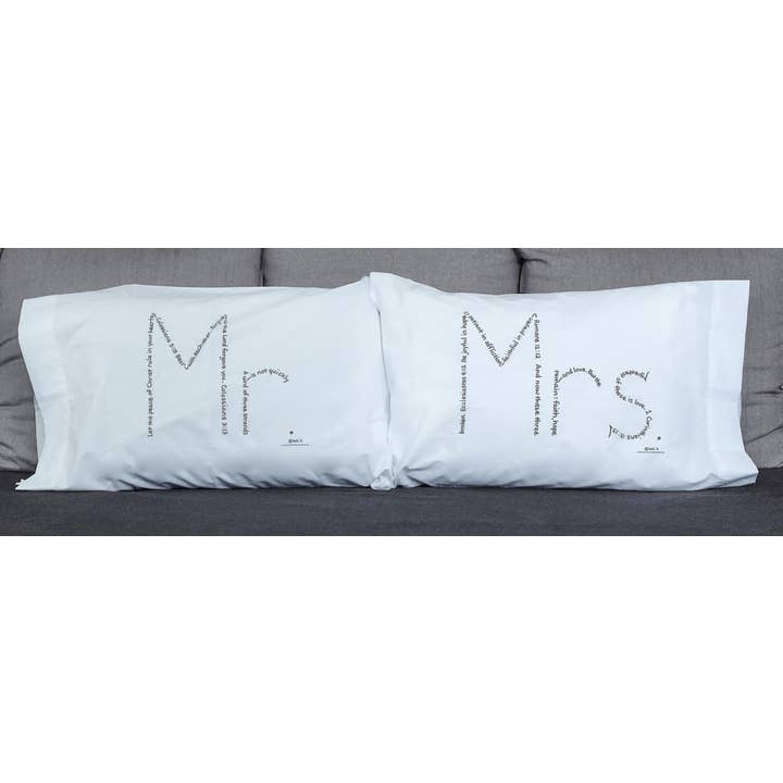 Mr. & Mrs. Pillowcase Set for wholesale by Inspirational Arts - Faith-inspired Christian gifts