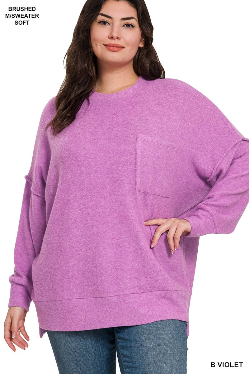 Vanilla Monkey - Wholesale Knit Sweater - Women's - Plus Brushed Melange Drop Shoulder Sweater17