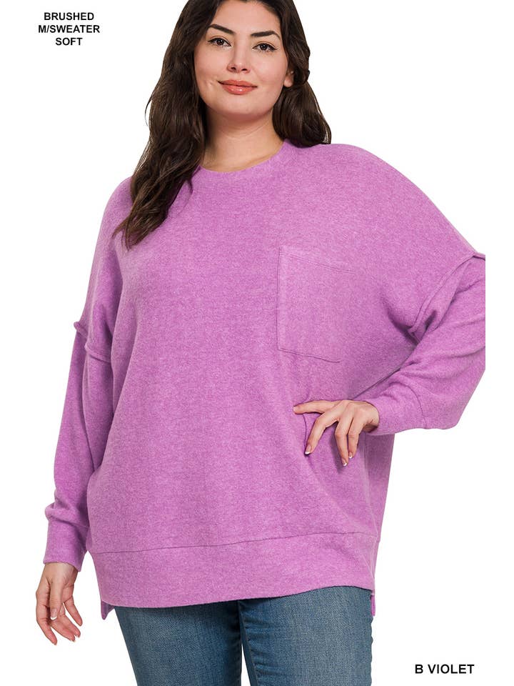 Vanilla Monkey - Wholesale Knit Sweater - Women's - Plus Brushed Melange Drop Shoulder Sweater17