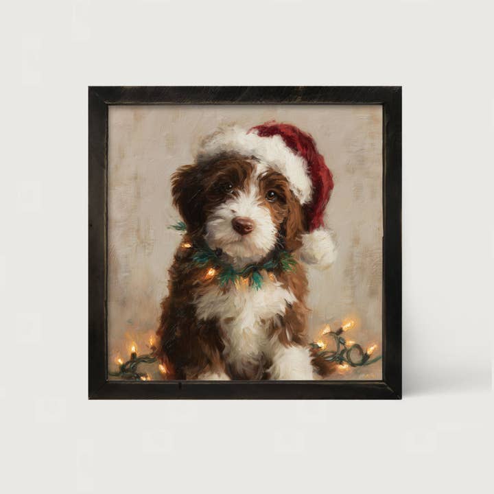 Christmas Lights with Brown and White Dog for wholesale by ginger blue