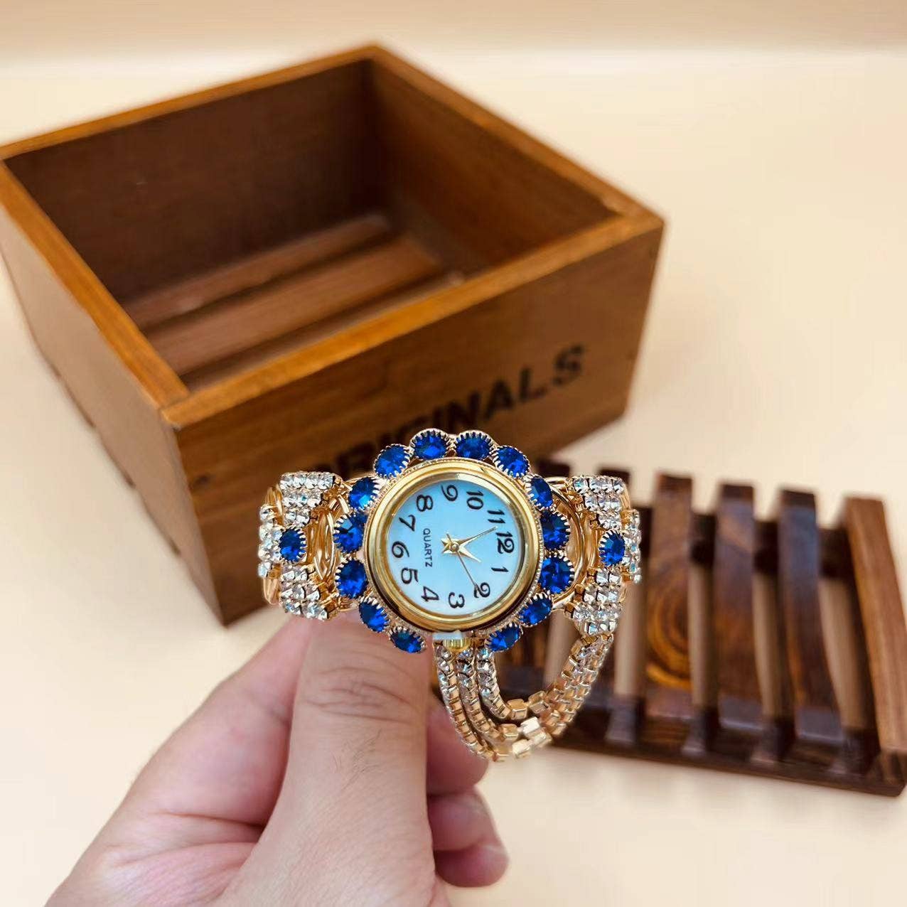 WoodWristCo - Wholesale Wrist Watch - Women's - Rhinestone Quartz Shiny Fashion Watch Jewelry2