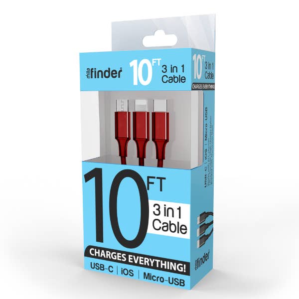 Mila Wholesale - Wholesale Charging Cable - 10 Foot 3in1 Countertop Display Bundle3