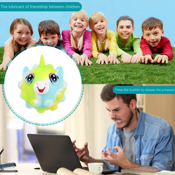 KiddieKickz - Venta al por mayor Pelota antiestrés - Niños - Nueva bola de unicornio resistente al estrés de Fidget Toy que brilla en 3D