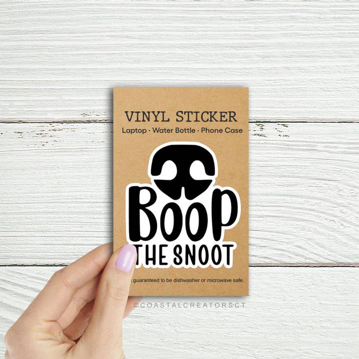 Coastal Creators of Connecticut - Wholesale Sticker - Boop the Snoot Dog Laptop Water Bottle Sticker