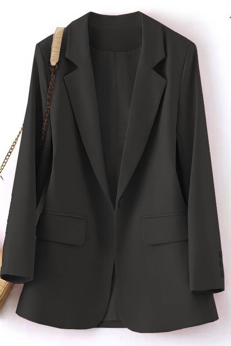 NINEXIS - Wholesale Suit Jacket - Women's - _CWOBL0139_SOLID COLOR SLIT POCKET SUIT COLLAR COMMUTER SUIT0