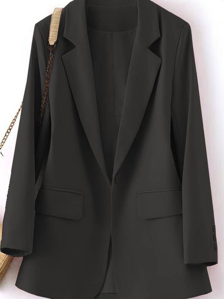 NINEXIS - Wholesale Suit Jacket - Women's - _CWOBL0139_SOLID COLOR SLIT POCKET SUIT COLLAR COMMUTER SUIT