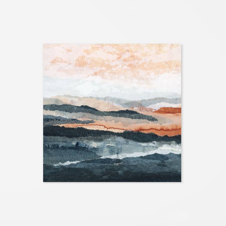 "Mini Moments No. 4" A Square Abstract Landscape Print for wholesale by Lara Eckerman Art