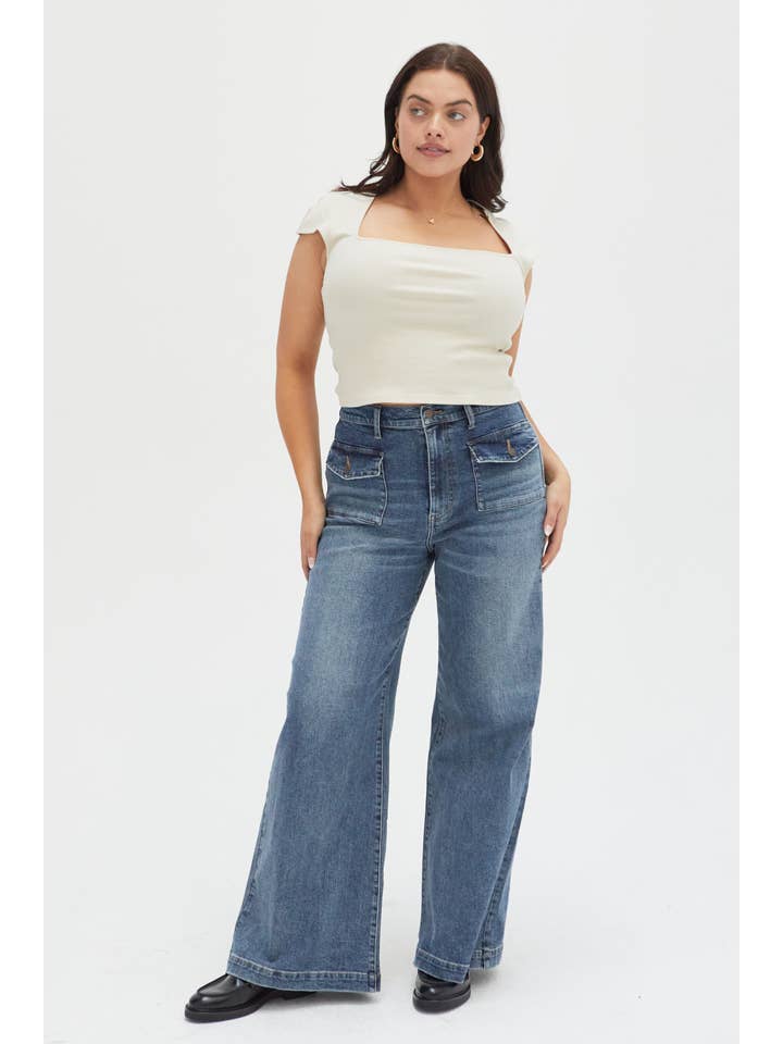 Campell High Rise Jean, Traditional Vintage Worn for wholesale on Faire