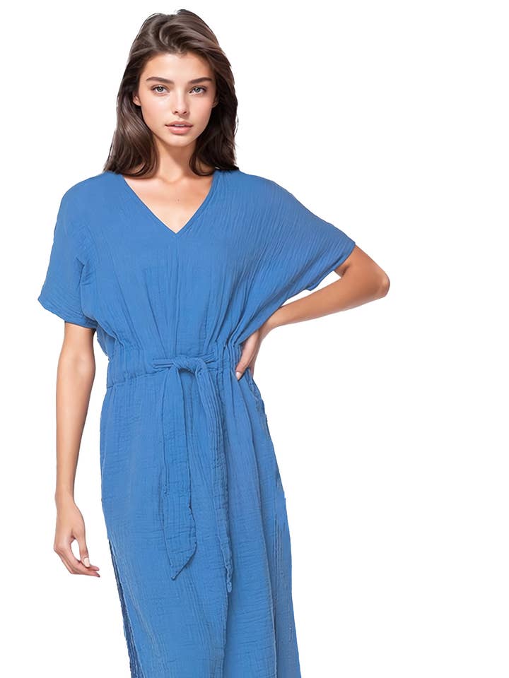 Double Gauze Cotton Washed Bella Dress in Solids for wholesale by Subtle Luxury