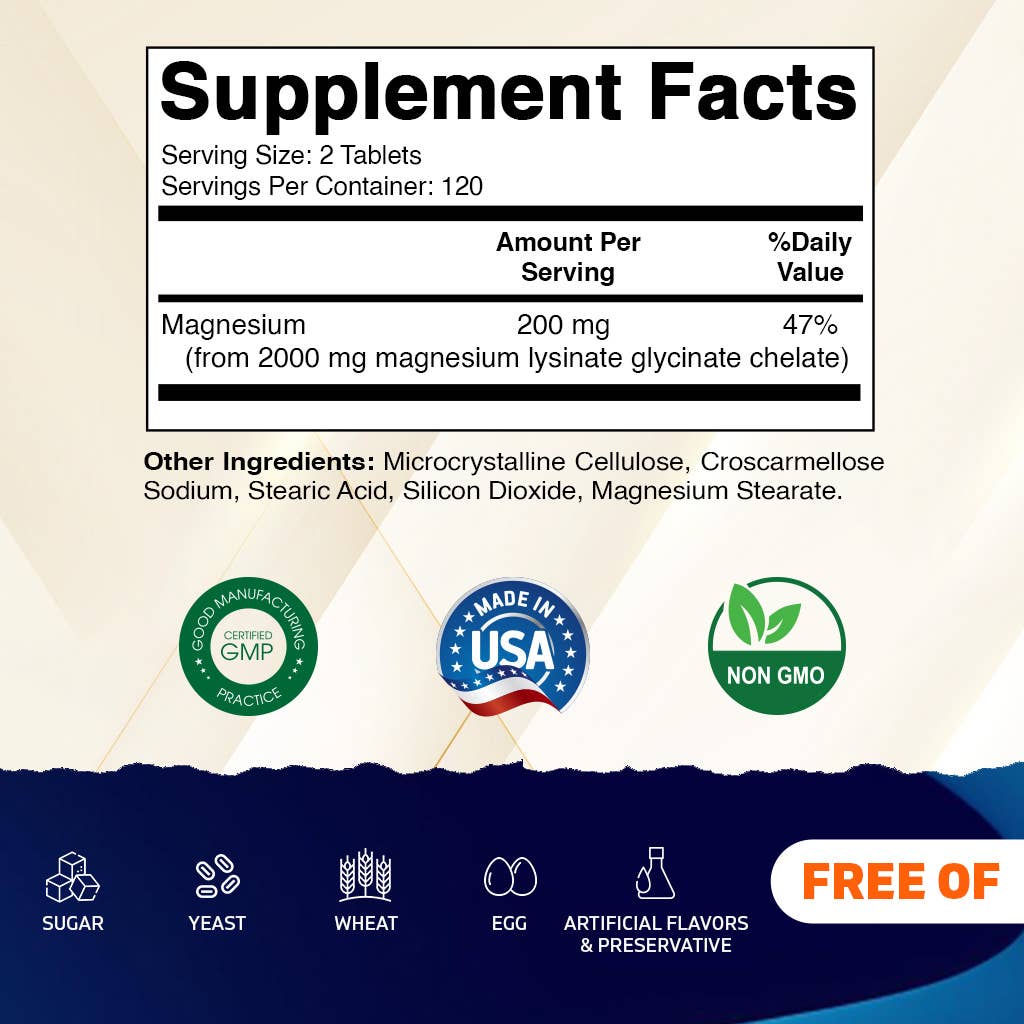 Vitamatic - Wholesale Oral Supplement/Vitamin - Vitamatic Magnesium as Glycinate Lysinate – 240 Tablets1