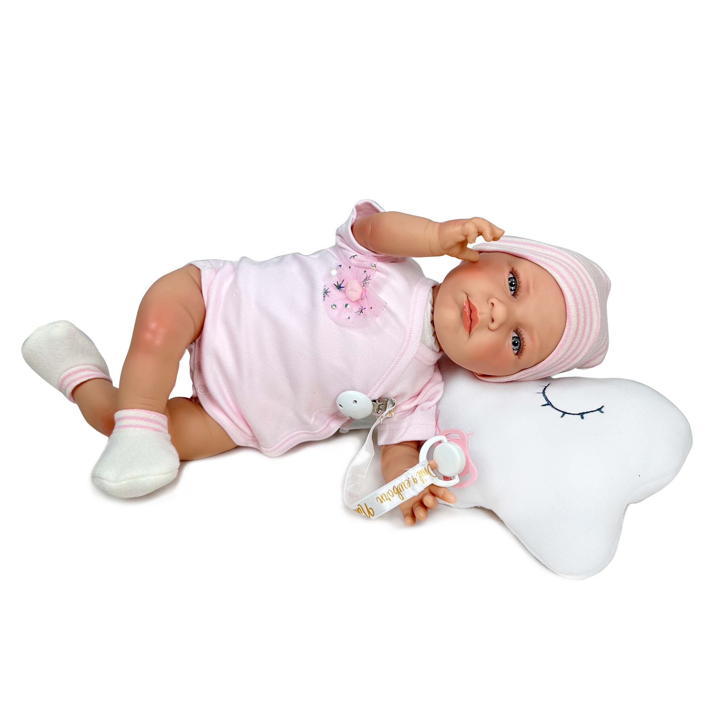 Nines Artesanals d'Onil Dolls – Engroshandel Dukke - Børn – Ariel dukke med sky-formet pude - gaveæske2